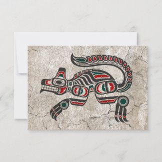 Carte Loup de l'esprit haïda rouge et noir fissuré