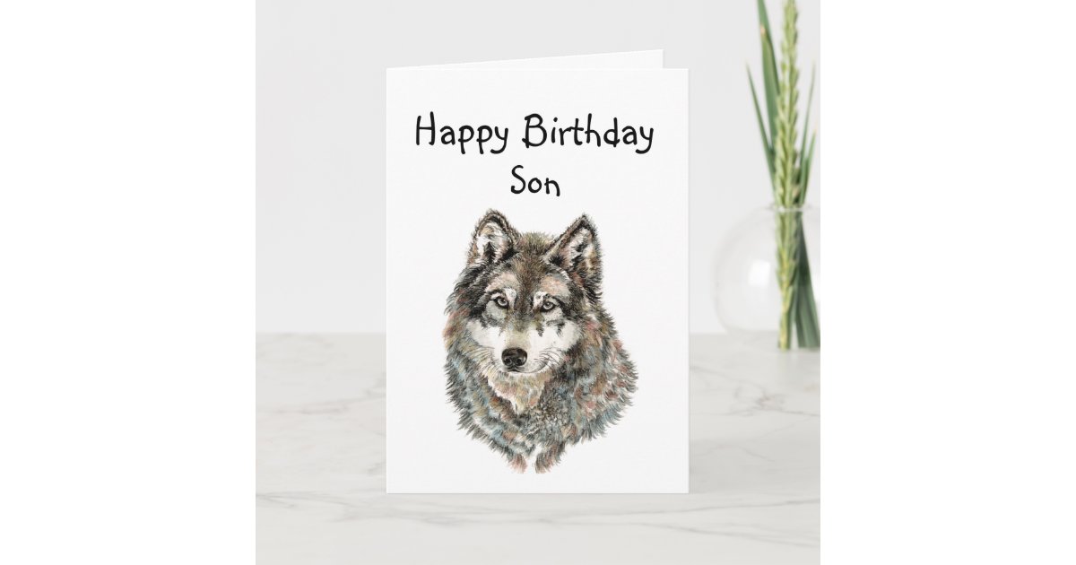 Carte Loup D Humour De Fils De Joyeux Anniversaire Zazzle Ca