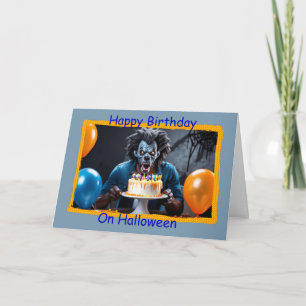 Carte Loup-garou au gâteau Joyeux anniversaire à Hallowe