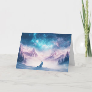 Carte Loup majestueux et montagnes de neige