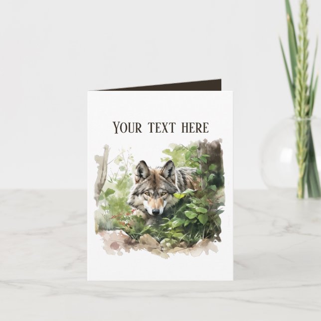 Carte loup mignon ajouter du texte n'importe quel but (Devant)