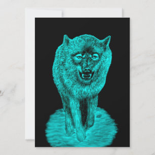 Carte Loup noir en colère dans la nuit