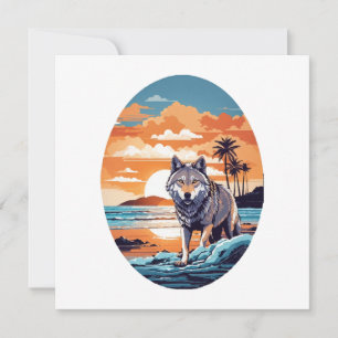 Carte Loup sur la plage