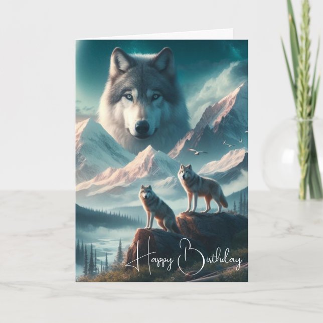 Carte Loups de bois à l'aube Joyeux anniversaire (Devant)