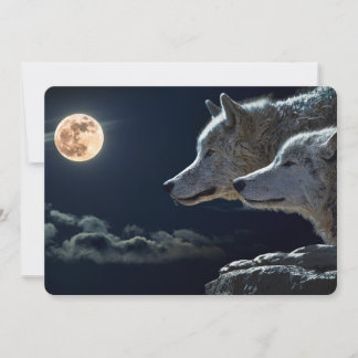 Carte Loups hurlant à la Pleine lune de nuit