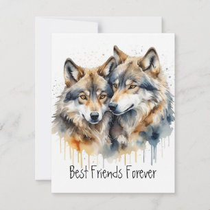 Carte Loups mignonnes Meilleurs Amis Pour Toujours, BFF,