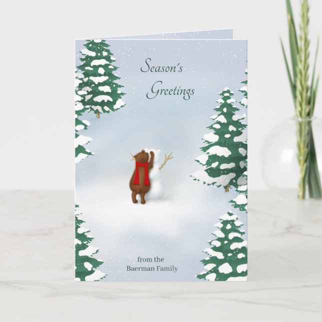 Carte L'Ours Des Neiges Salutation Personnalisée (Devant)