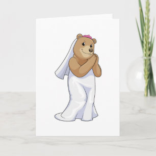 Carte L'ours en mariée avec le voile