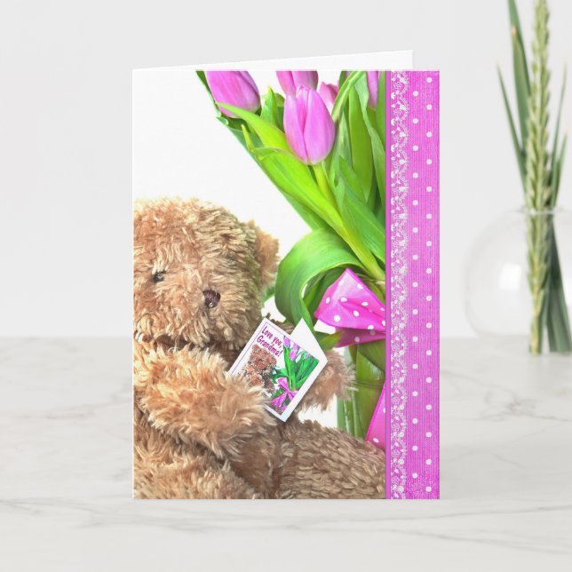 Carte L'ours en peluche de l'anniversaire de grand-mère (Devant)