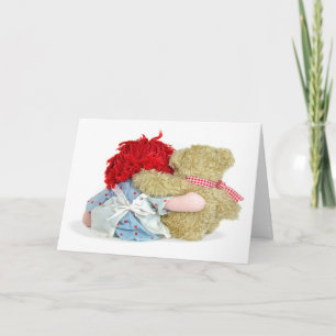 Carte L'ours en peluche et la poupée en cerf se portent 