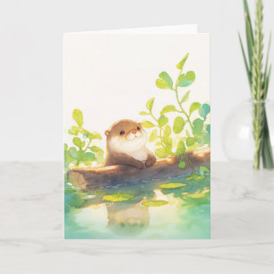 Carte Loutre curieuse au bord de l'eau