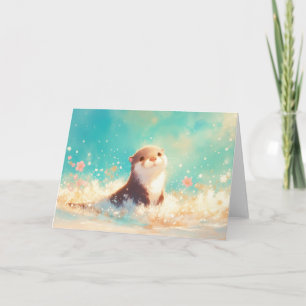 Carte Loutre dans une gerbe de printemps