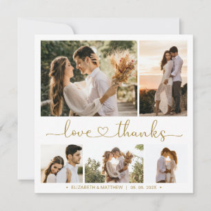 Carte Love and Thanks Heart 5 Photo Collage Mariage