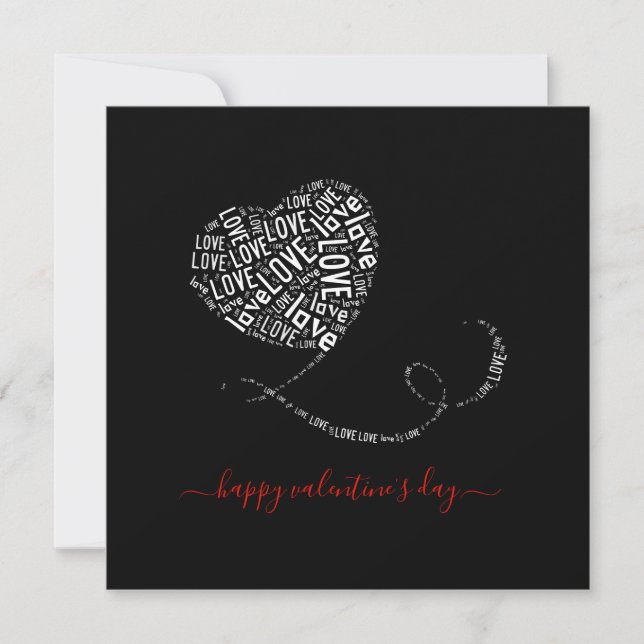 Carte Love Balloon Word Art Saint Valentin (Devant)