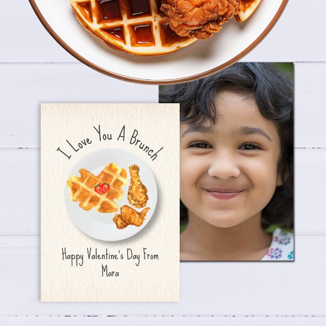 Carte Love Brunch Pun Waffle Classroom Photo Valentine (Créateur téléchargé)