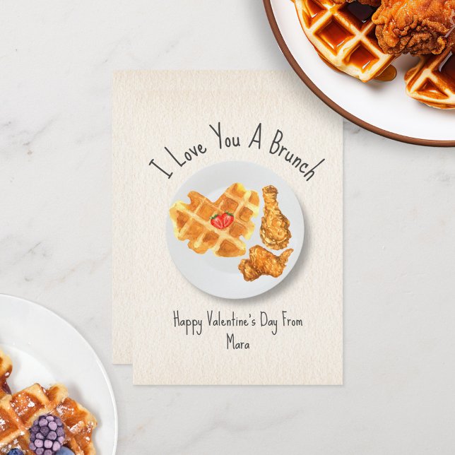 Carte Love Brunch Pun Waffle Salle de classe Valentine (Créateur téléchargé)