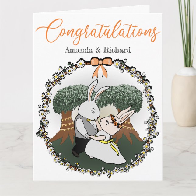 Carte Love Bunnies Mariage personnalisé Félicitations (Devant)