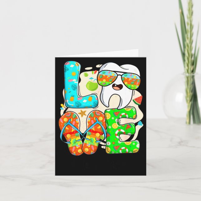 Carte Love Dental Life Cute Tooth Flip Flops Summer Dent (Devant)