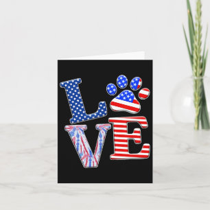 Carte Love Dog Paw American Flag Tie Dye Amoureux des ch