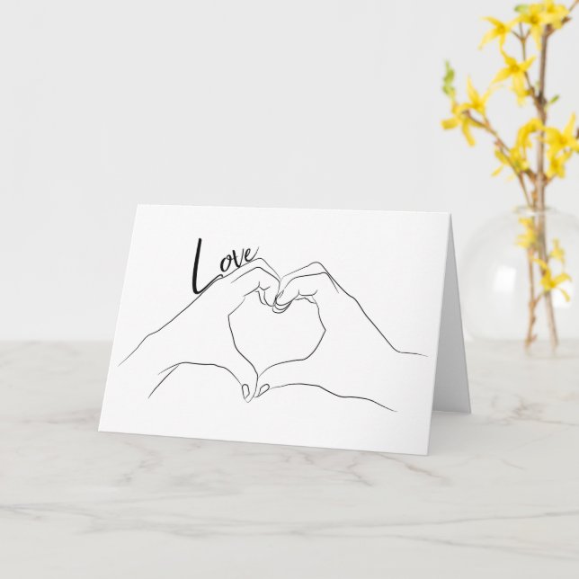 Carte Love Heart Line Dessiner vos mots personnalisable (Fleur jaune)