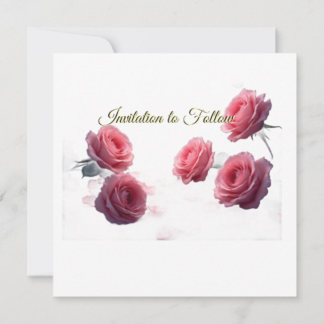 Carte Love is in Bloom Pink Roses Save the Date Wedding (Dos)
