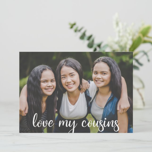 Carte Love My Cousins Cute Custom Family Photo (Debout devant)