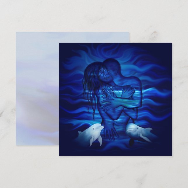 Carte Love, Passion act - paire avec dauphin (Devant / Derrière)