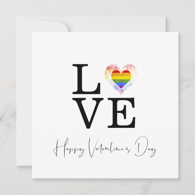 Carte Love Pride Heart Happy Valentine's Day Script (Devant)
