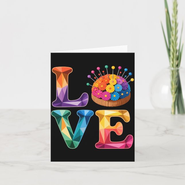 Carte Love Sewing Quilting N Cushion Rainbow Crafter Wom (Devant)