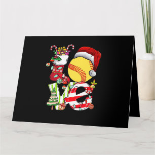 Carte Love Softball Noël Père Noël Ado Filles Femmes