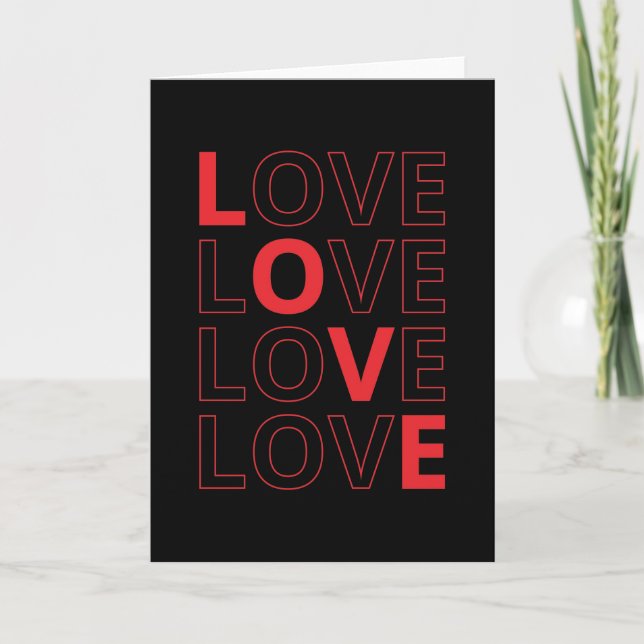Carte Love Texte Répété Valentine's Day I Love You (Devant)
