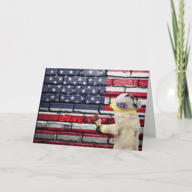 Carte Love USA graffiti art mur. (Devant)