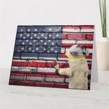 Love USA graffiti art mur.