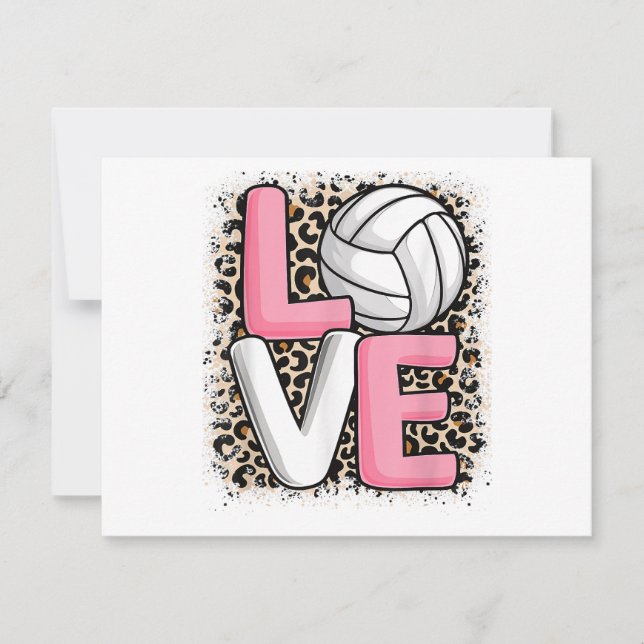 Carte Love Volleyball Empreinte de léopard Filles Volley (Devant)