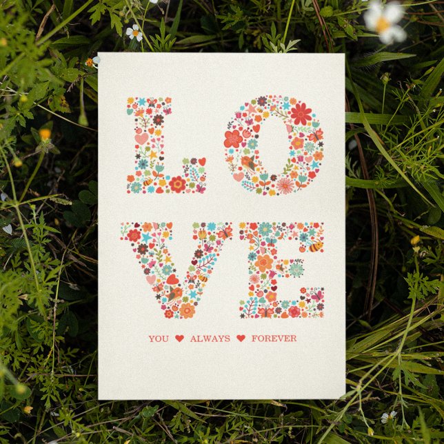 Carte "LOVE You, Always, Forever" Amour Floral Rétro (Créateur téléchargé)