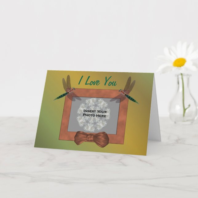 Carte Love You Dragonflies Photo personnalisée (Petite plante)