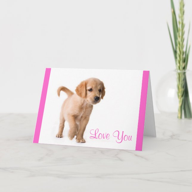 Carte Love You Golden Retriever Puppy Chien Greeting Car (Devant)