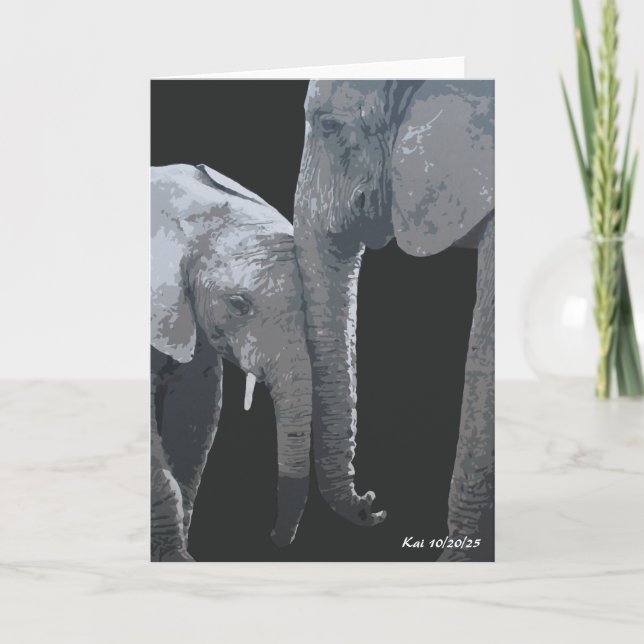 Carte Love You More, Elephant Original Art (Devant)