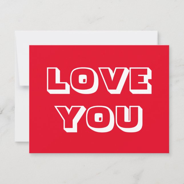 Carte Love You rouge blanc moderne audacieuse typographi (Devant)
