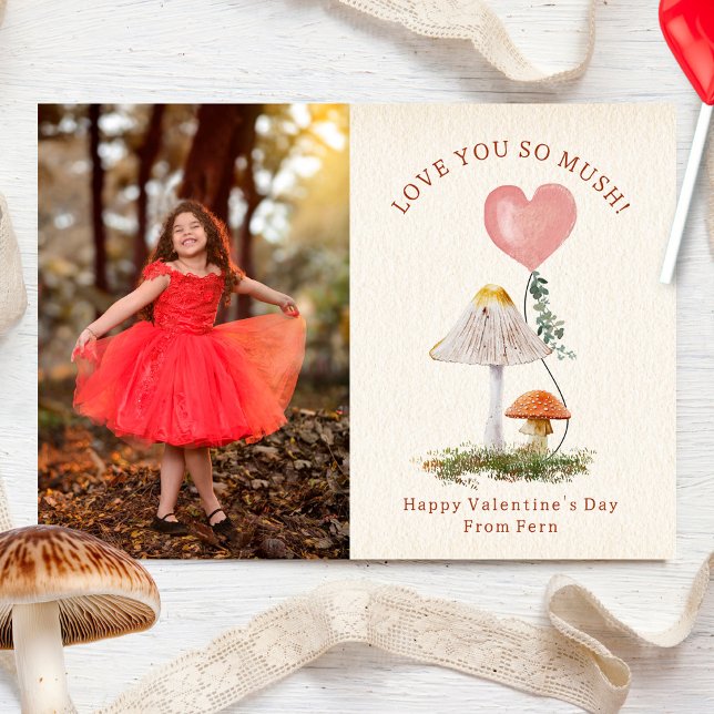 Carte Love You So Mush Champignons Valentine Pun Photo (Créateur téléchargé)