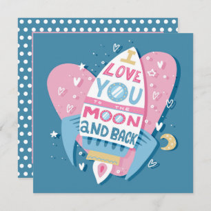 Carte Love You to the Moon Rocket Card