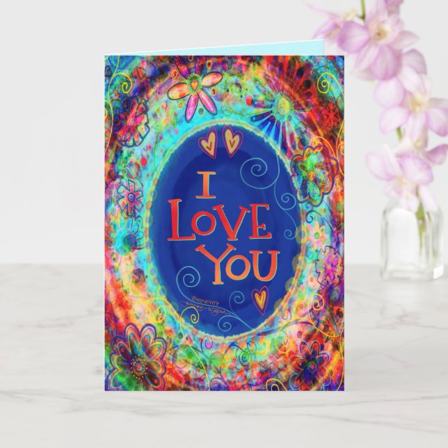 Carte Love You Valentine Plutôt Floral Amusants Coeurs B (Orchidée)