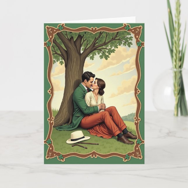 Carte Lovers Kiss Under Tree Scene Card (Devant)
