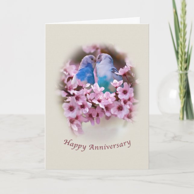Carte Loving Parakeets Anniversary Card (Devant)