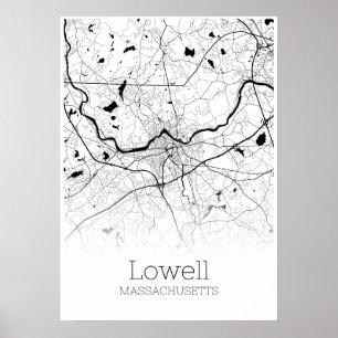 Carte Lowell - Massachusetts - Affiche de la carte