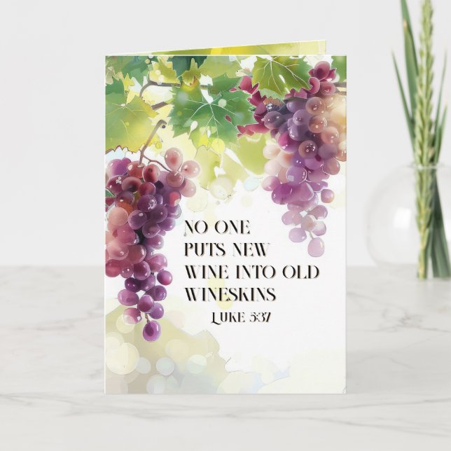 Carte Luc 5:37 Nouveau vin dans Vieux Verset Bible Wines (Devant)