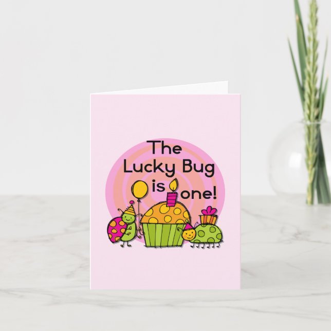 Carte Lucky Bug Cupcake 1er Anniversaire Tshirts et cade (Devant)
