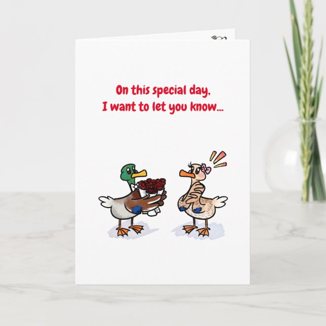 Carte Lucky Duck Valentine's mignonne Watercolor Card (Devant)