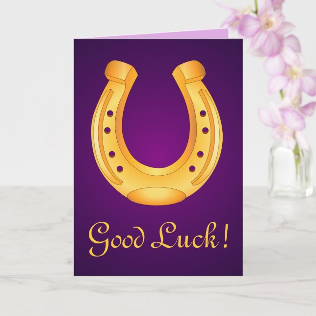 Carte Lucky Golden Horseshoe Bonne chance Deep Purple (Orchidée)