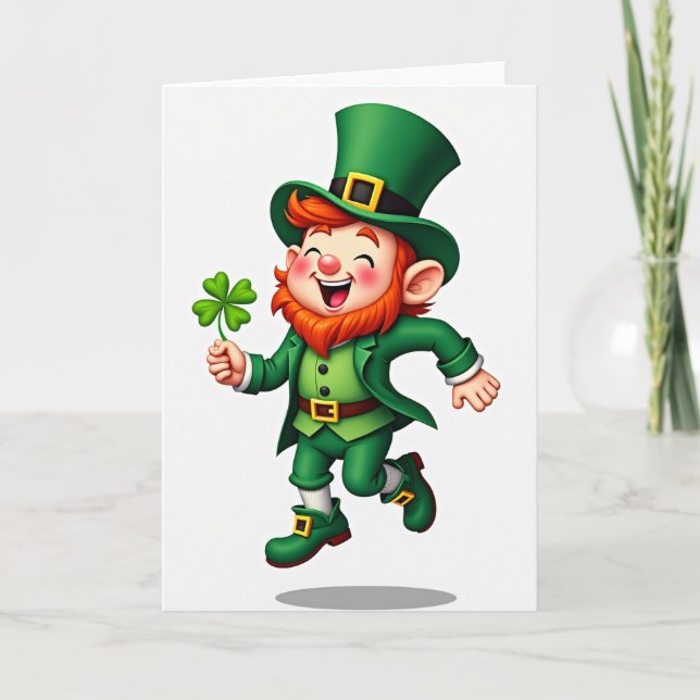 Carte Lucky Leprechaun Four Leaf Clover Card (Devant)
